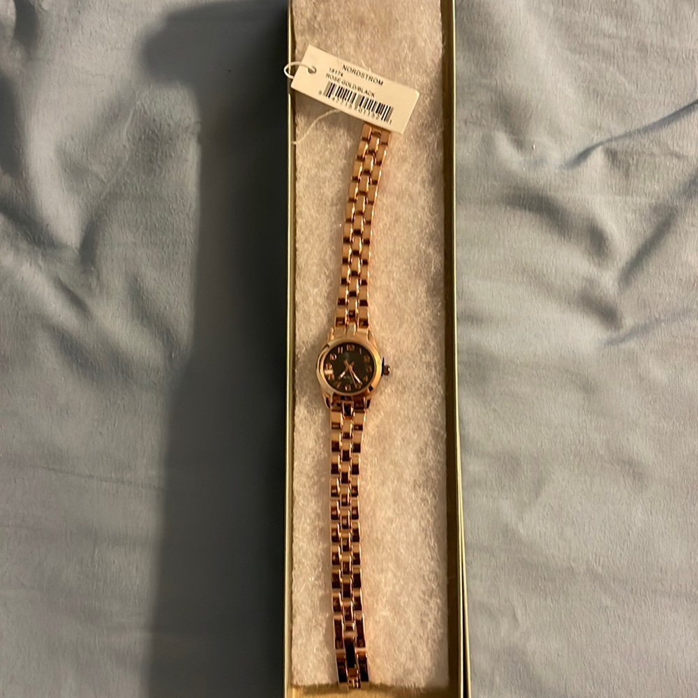 Nordstrom womens rose gold and black watch